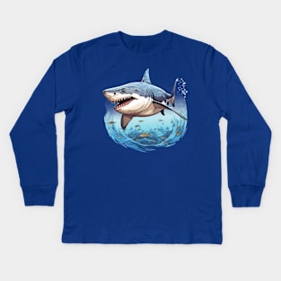 Blue Shark Kids Long Sleeve T-Shirt